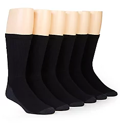 Big & Tall Comfort Top Crew Sock - 6 Pack BLK 12-14