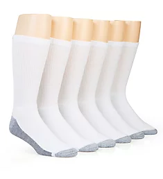 Big & Tall Comfort Top Crew Sock - 6 Pack WHT 12-14