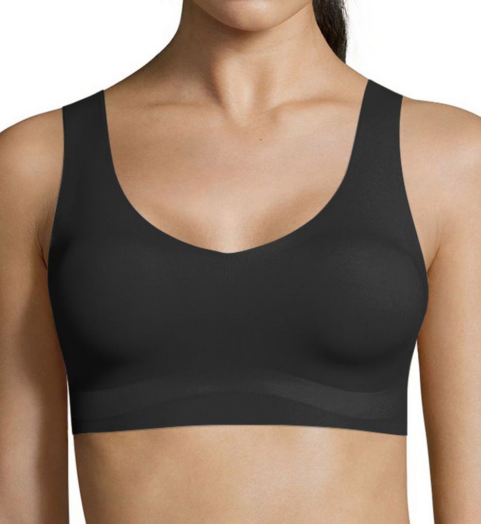 Hanes Invisible Embrace Women's Wireless T-Shirt Bra, Seamless Black L 