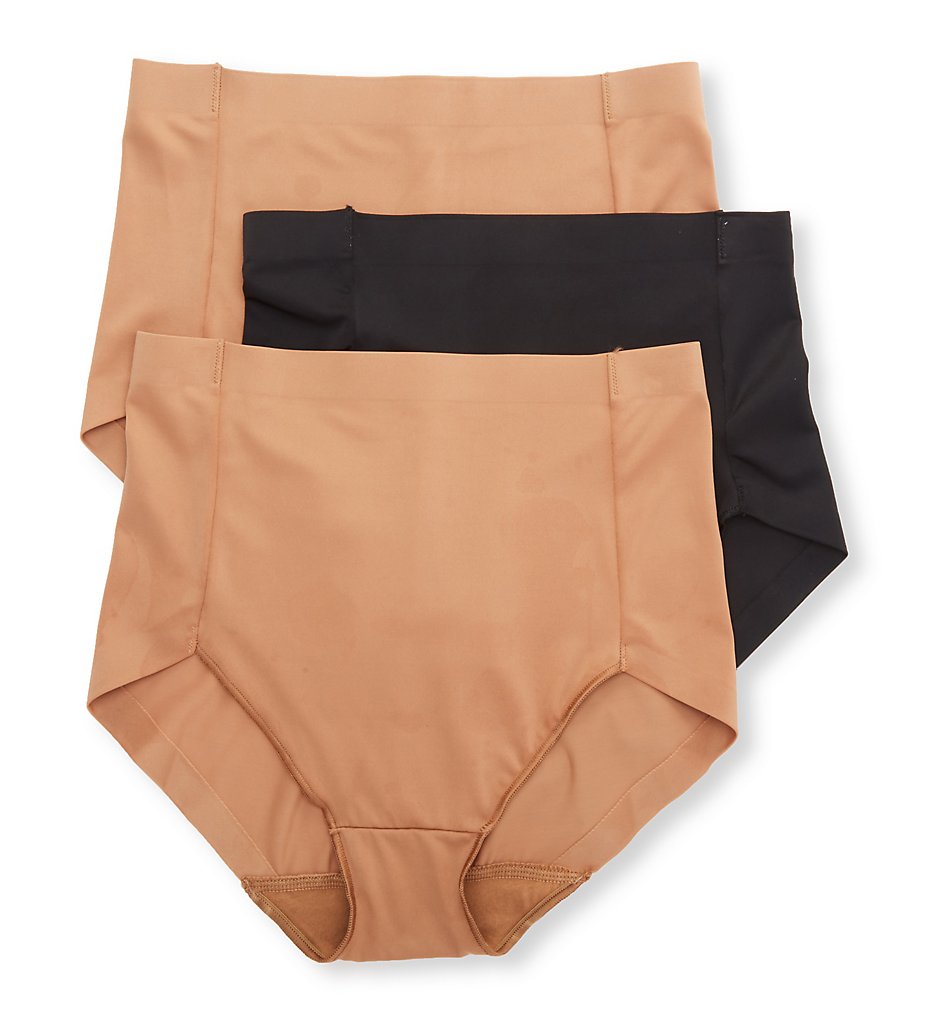 Hanes : Hanes MHH0036 Smoothing Brief Panty - 3 Pack (CaramelCaramelBlack 2X)