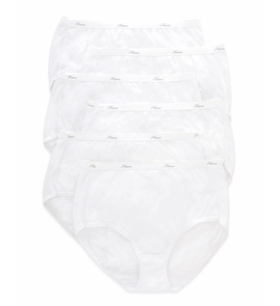Hanes Women's Cotton Cool Comfort Brief Panty - 6 Pack in White | Plus Size 8 | HerRoom.com