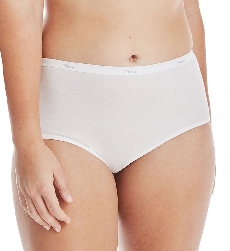 Hanes Women's Cool Comfort Cotton Brief Underwear in White, 6-Pack