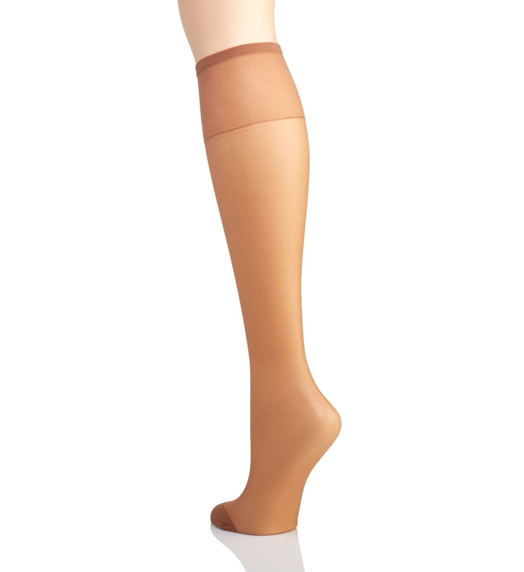 Hanes Silk Reflections Knee High Reinforced Toe - 6 Pack Barely There O/S  - Image 2