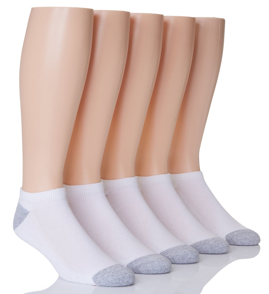Hanes U20-5 X-Temp Comfort Cool No Show Socks - 5 Pack (White)
