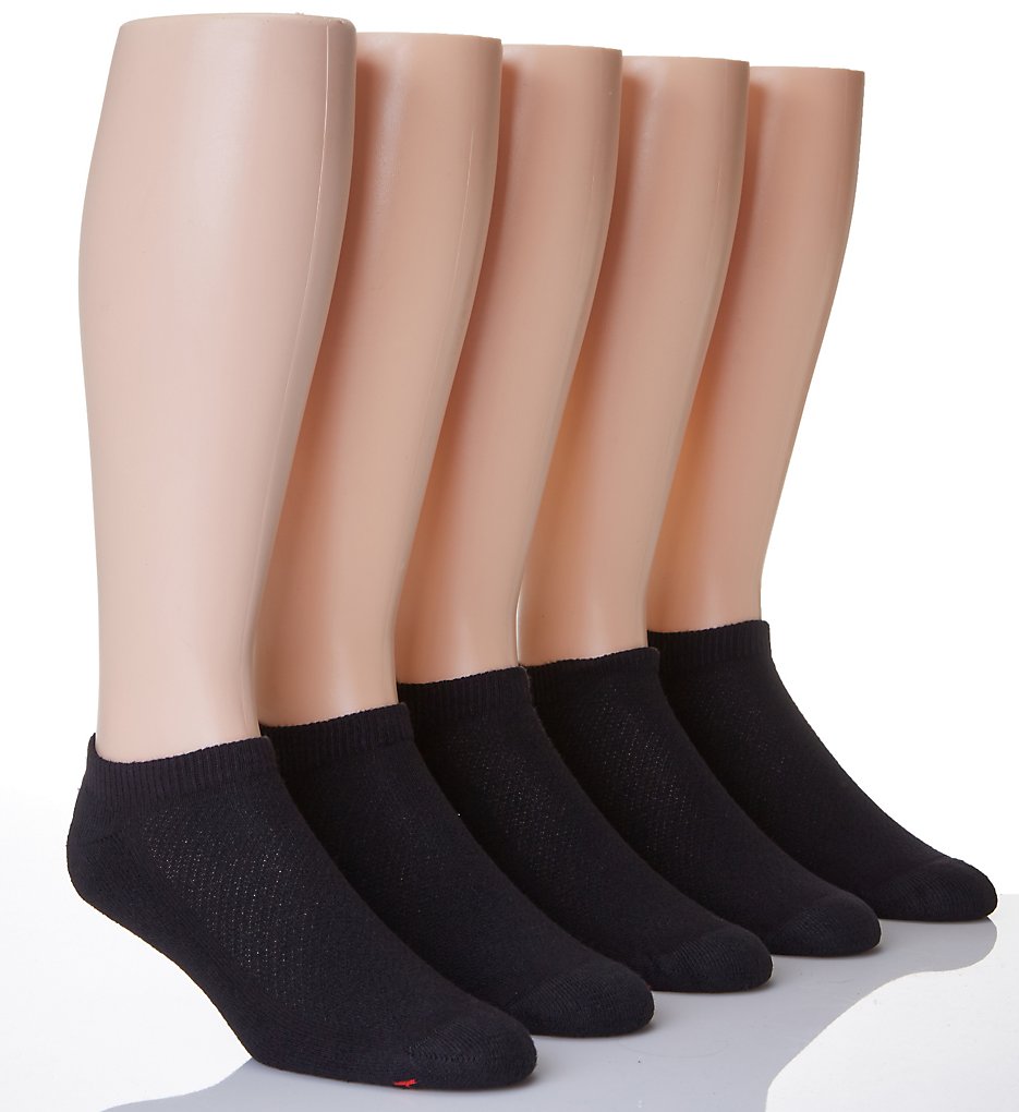 Hanes U21-5 X-Temp Comfort Cool Black No Show Socks - 5 Pack (Black)