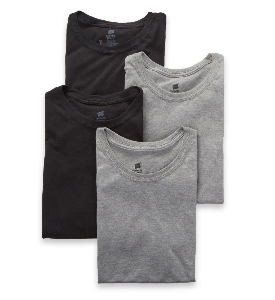 Hanes Ultimate Comfort Fit Men's Crewneck Undershirt, Black, 4-Pack