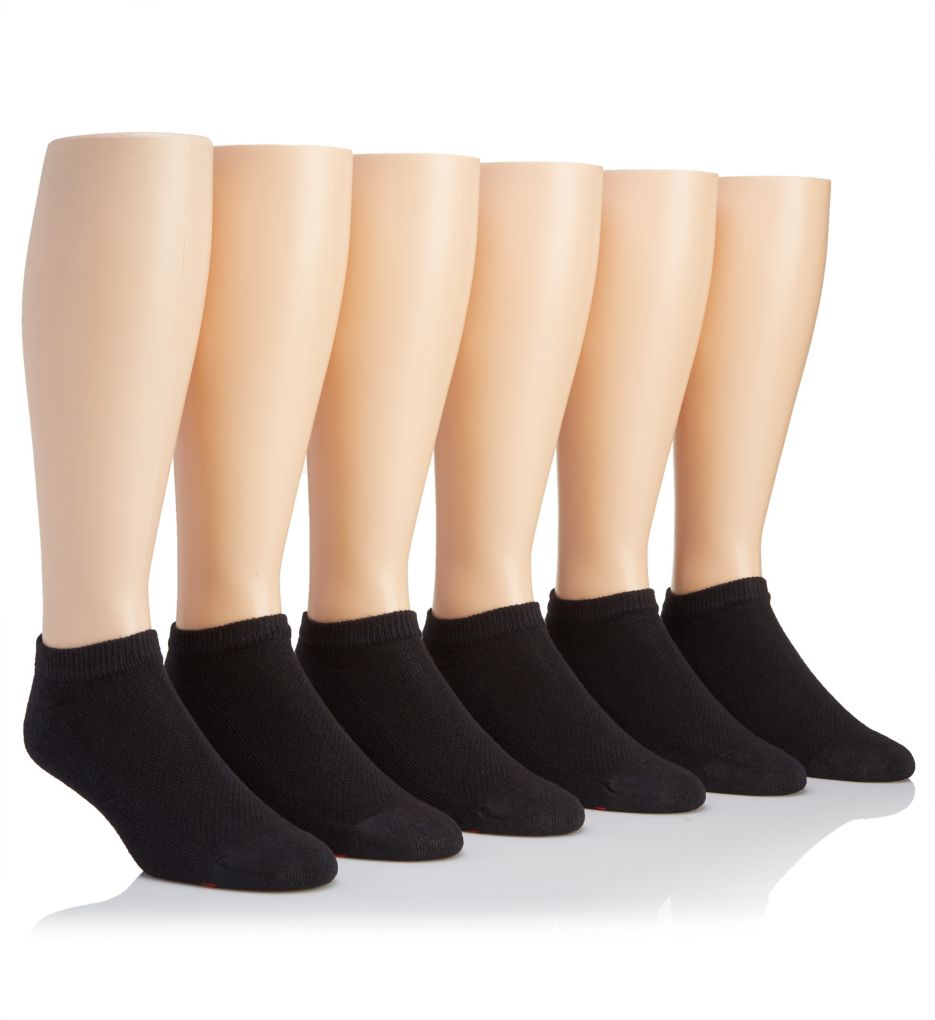 X-Temp Comfort Cool Black No Show Socks - 6 Pack