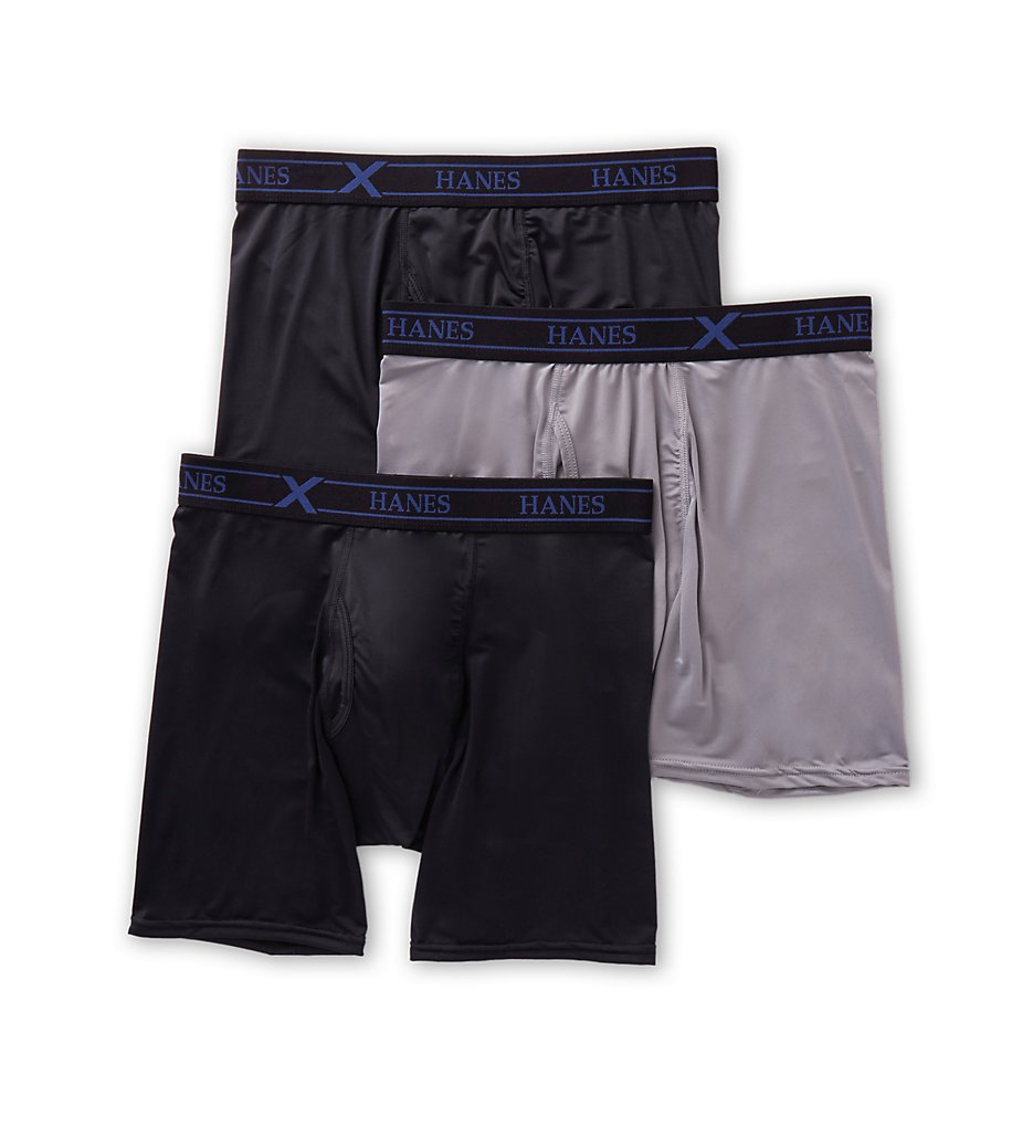 Hanes UP9BB3 X-Temp Performance Stretch Boxer Briefs 3 - Pack (Black/Grey)