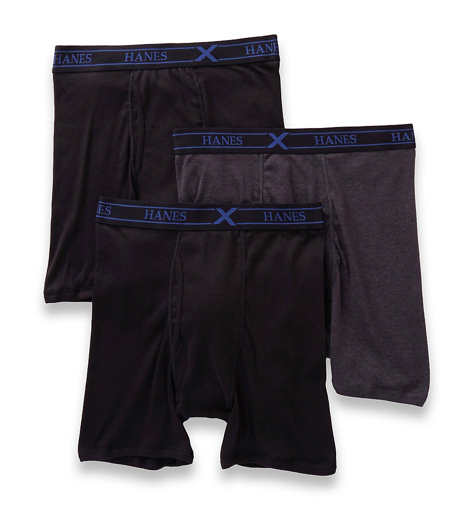 Hanes UXBBB3 Ultimate X-Temp Boxer Briefs - 3 Pack (Black/Gray)