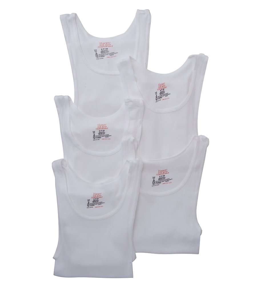 Hanes Y372P5 Platinum Tanks - 5 Pack (White)