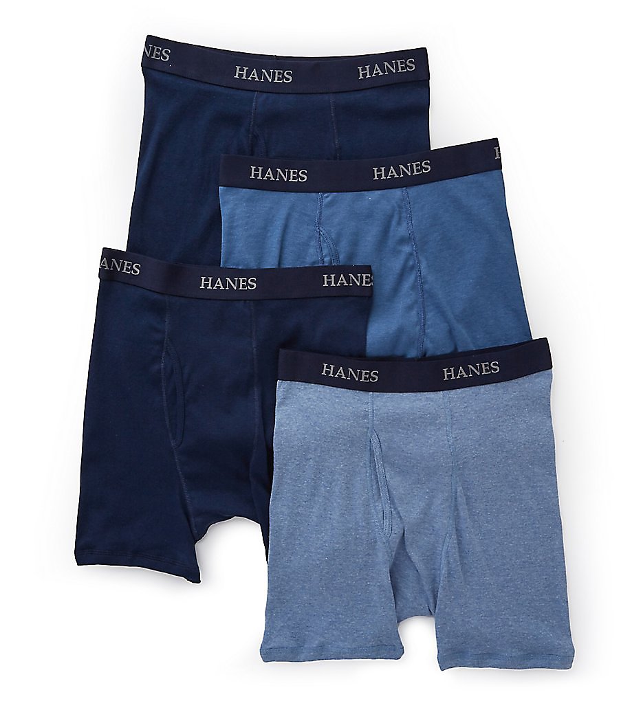 Hanes Y692 Platinum Premium Boxer Briefs - 4 Pack (Blue)