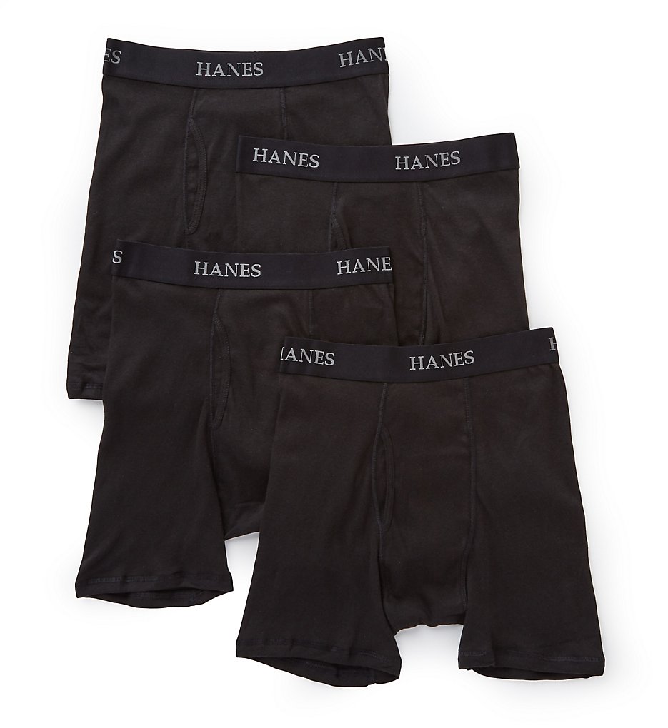 Hanes Y692 Platinum Premium Boxer Briefs - 4 Pack (Black)