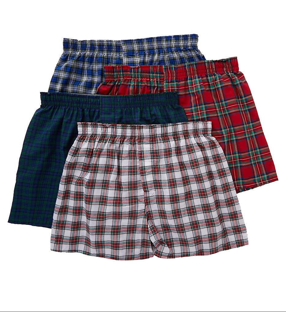 Hanes Y745P4 Platinum Assorted Tartan Boxers - 4 Pack (Assorted)