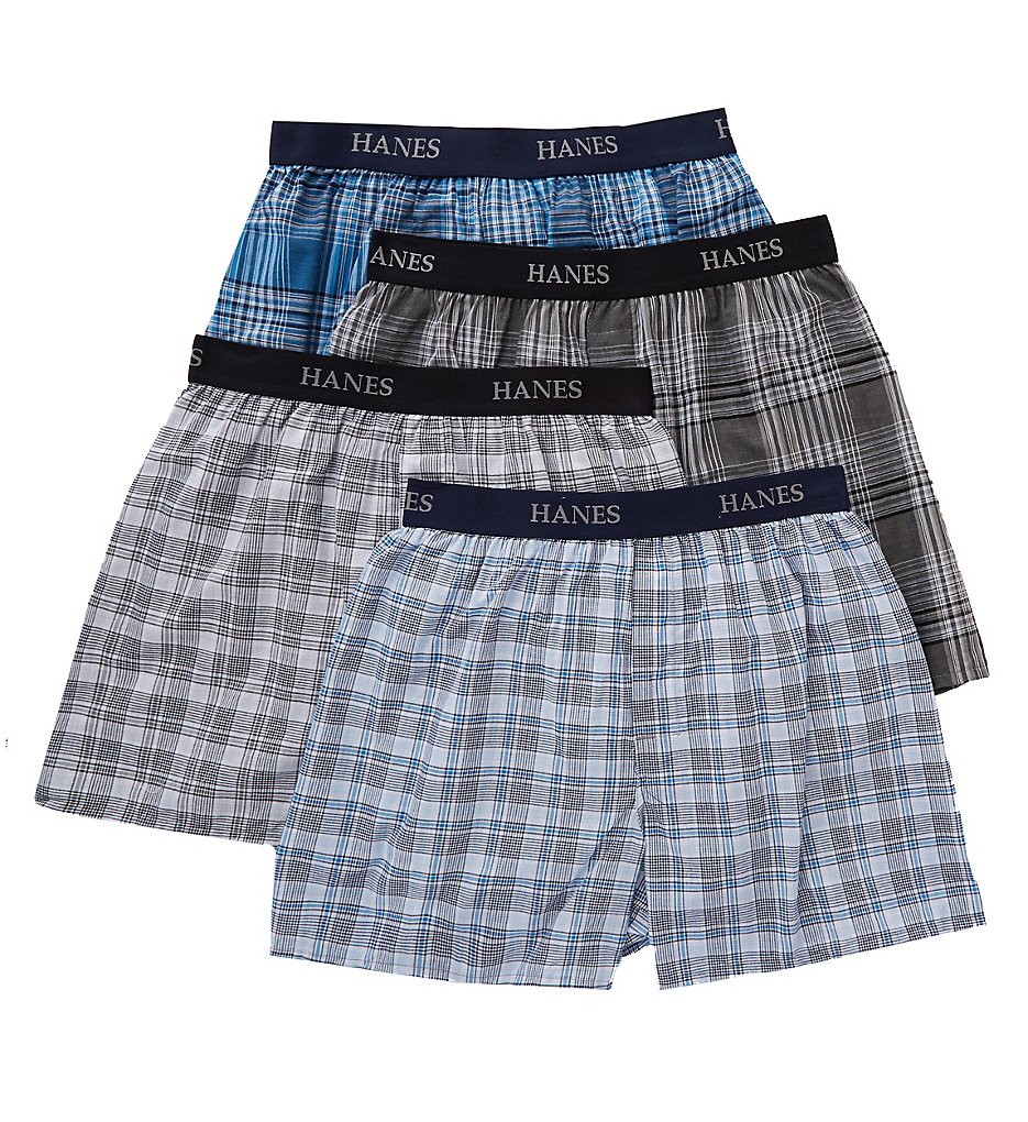 Hanes Y798P4 Platinum Assorted Plaid Boxers - 4 Pack (Assorted)