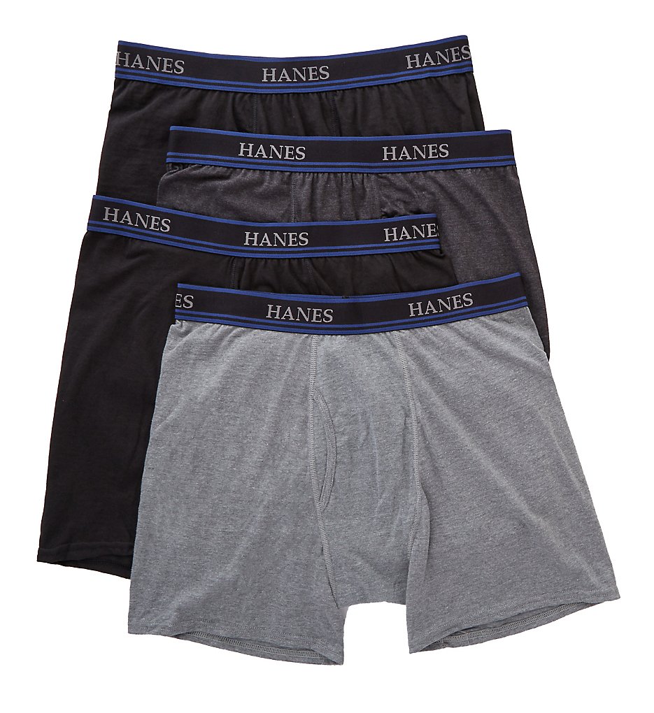 Hanes YSB1B4 ComfortBlend Premium Boxer Briefs - 4 Pack (Black/Grey)