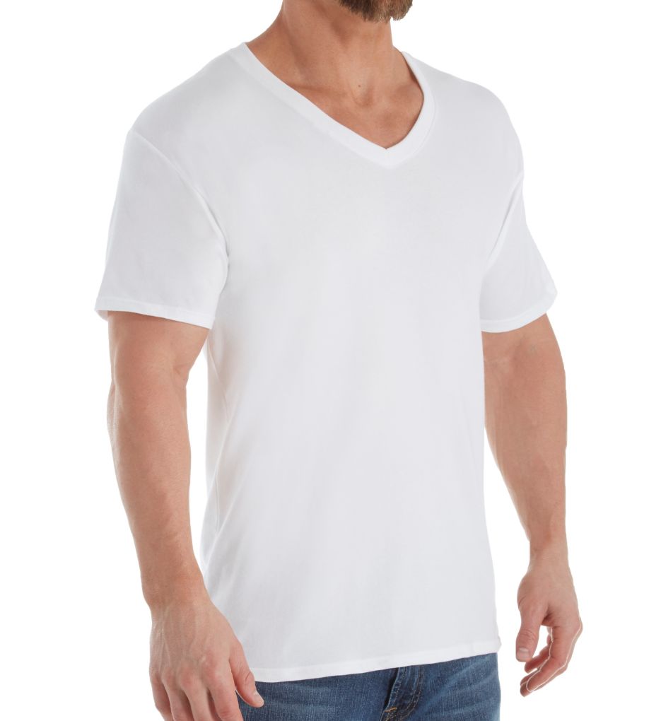 Hanes Platinum Stretch V-Neck T-Shirts - 4 Pack YTT2W4 - Hanes Undershirts
