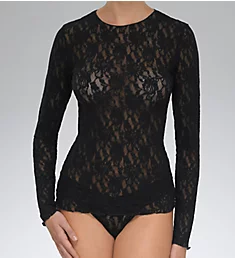Signature Lace Unlined Long Sleeve T-shirt Black S