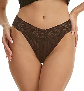 Signature Lace Original Rise Thong Chocolate Noir O/S