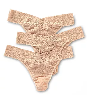 Signature Lace Original Rise Thongs - 3 Pack