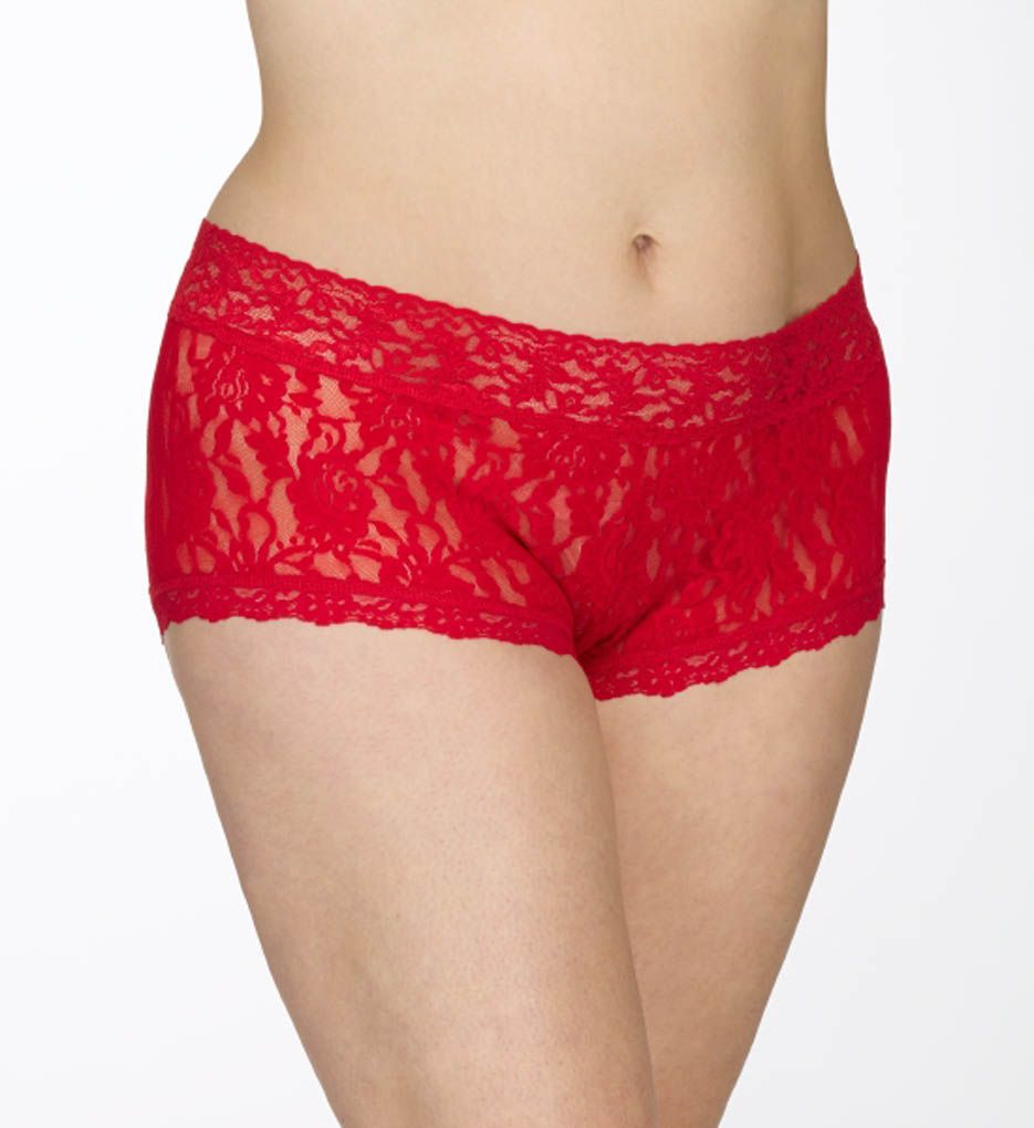 Hanky Panky Women's Signature Lace Plus Wide Band Boyshort Panty in Red | Plus Size XL | HerRoom.com