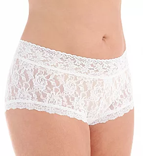 Signature Lace Plus Wide Band Boyshort Panty White 1X