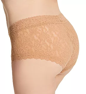 Signature Lace Plus Wide Band Boyshort Panty Suntan 2X