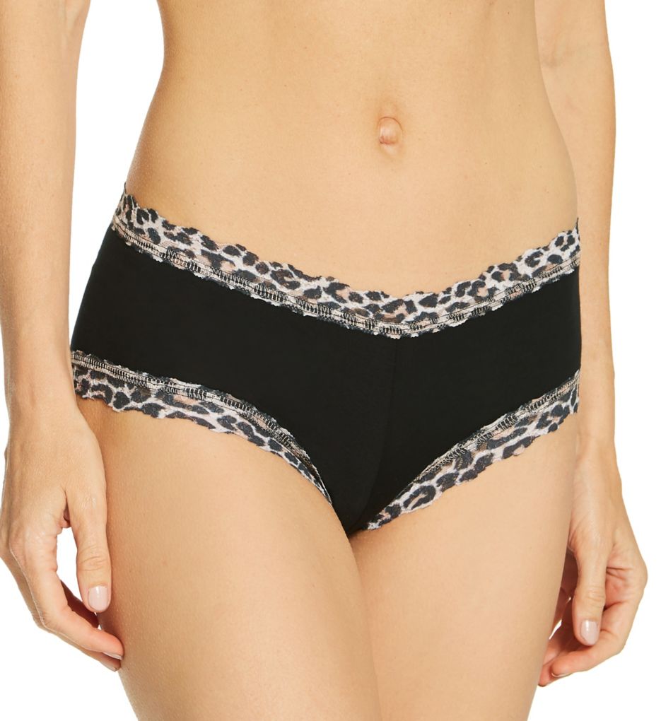 Hanky Panky Women's Pattern Boyshort Panty in Black/Classic Leopard | Size XS | HerRoom.com