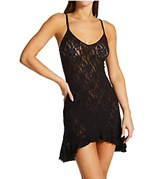 Signature Lace High-Low Ruffle Chemise Black S