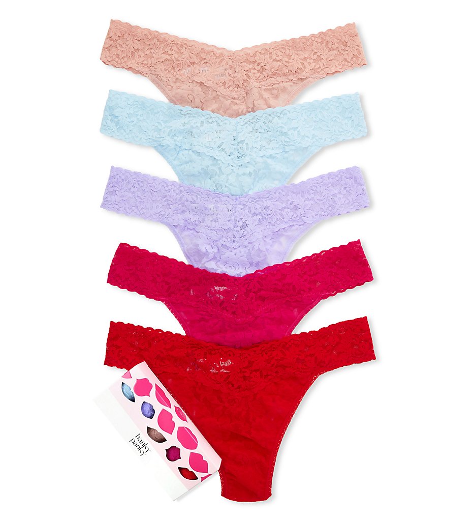 Hanky Panky - Hanky Panky 48LN5BX Signature Lace Original Rise Thong Holiday 5 Pack (Blu/Purp/Rose/Pink/Red O/S)