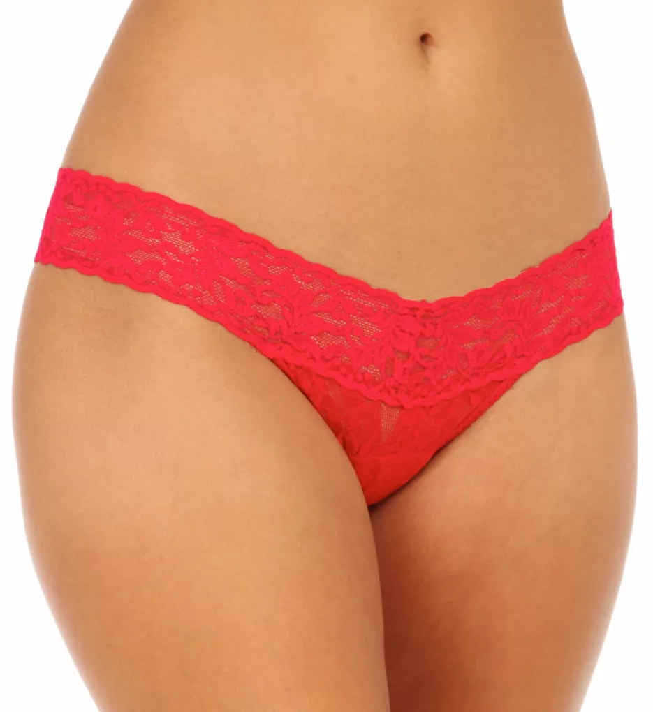 Signature Lace Low Rise Thong Red O/S