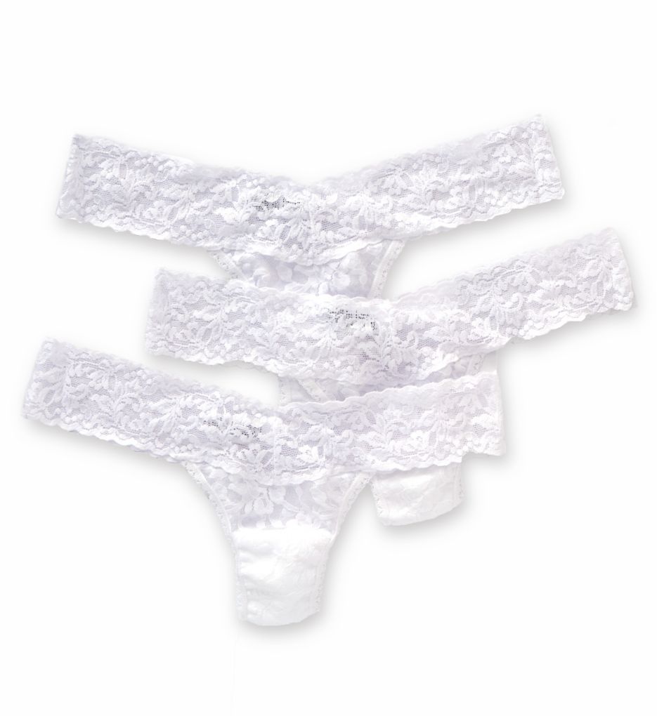 Hanky Panky Women's Signature Lace Low Rise Thong Panty - 3 Pack in White | HerRoom.com