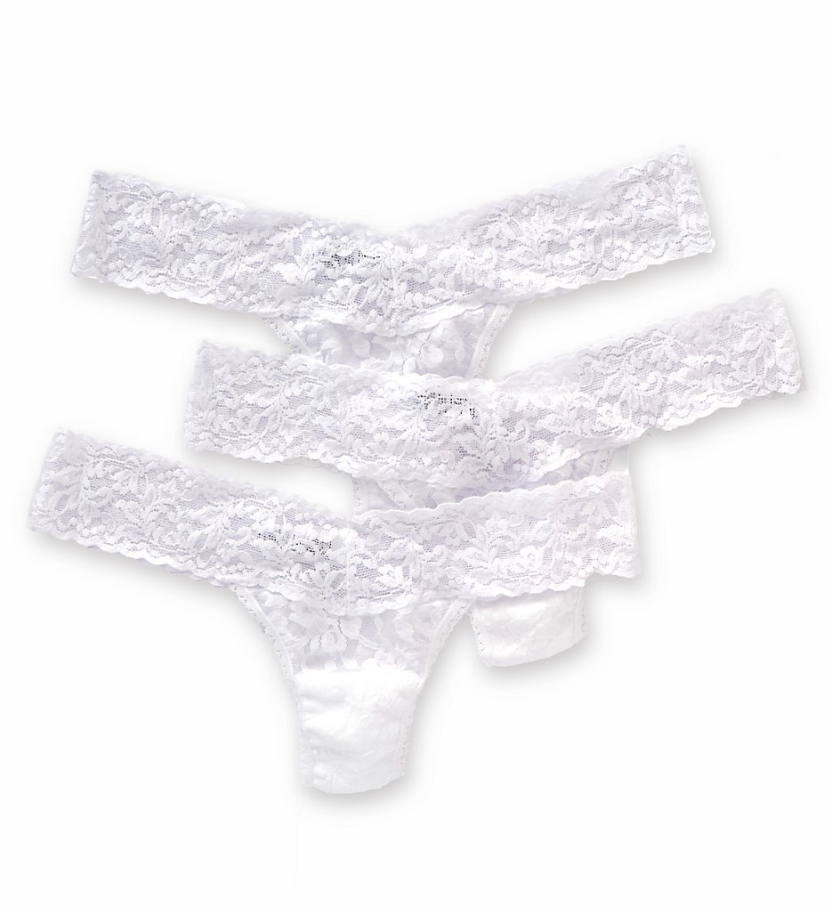 Hanky Panky - Hanky Panky 49113PK Signature Lace Low Rise Thong - 3 Pack (White O/S)