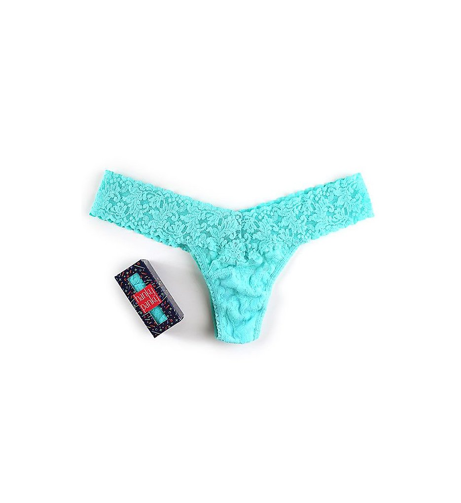 Hanky Panky >> Hanky Panky 4911OCC Low Rise Thong Special Occasion Box (Thank You - Aqua Blue O/S)