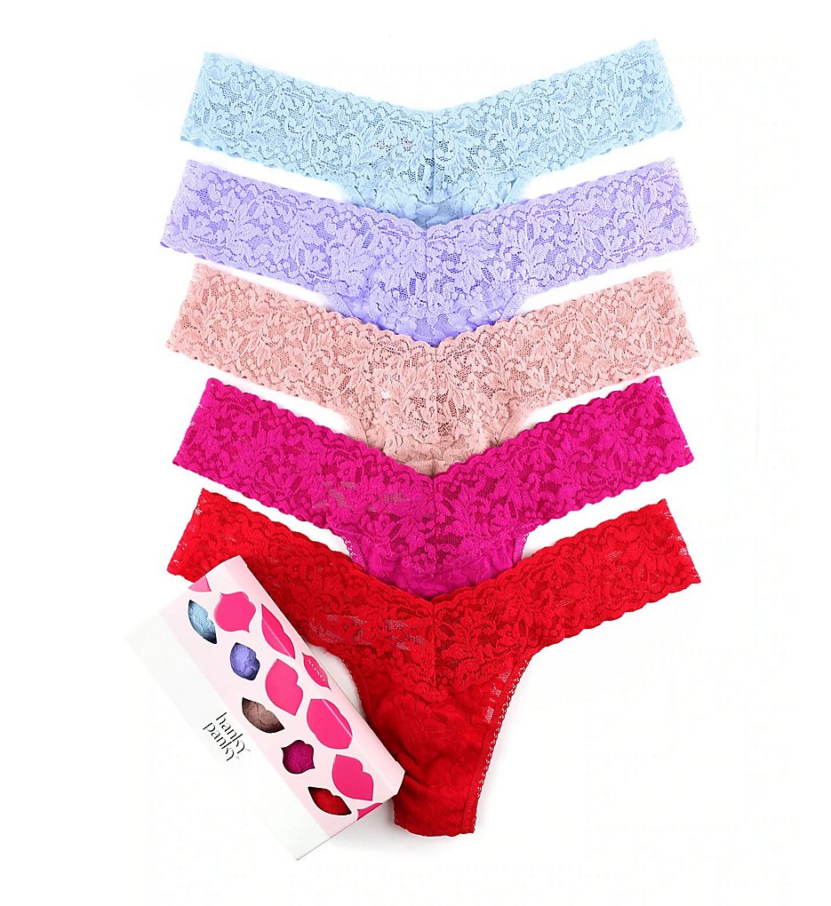 Hanky Panky - Hanky Panky 49LN5BX Signature Lace Low Rise Thong Holiday 5 Pack (Blu/Purp/Rose/Pink/Red O/S)