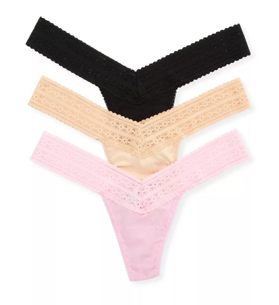 Dream Low Rise Thong - 3 Pack Black/Chai/CottonCandy O/S