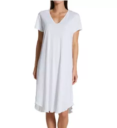 Interlock Cotton Nightshirt With Contrast Stitch White L