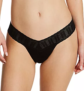 Eco Rib Low Rise Thong Black O/S