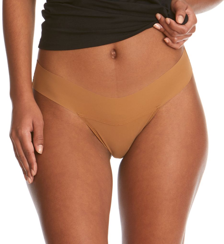 Hanky Panky Women's Breathe Natural Rise Thong Panty in Beige | Size Medium | HerRoom.com