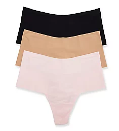 Breathe High Rise Thong - 3 Pack Taupe/Black/Bliss S