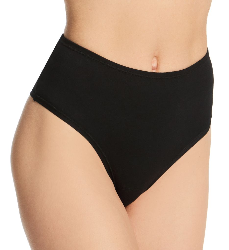 Hanky Panky Women's PlayStretch Hi-Rise Thong Panty in Black | Size XS/S | HerRoom.com
