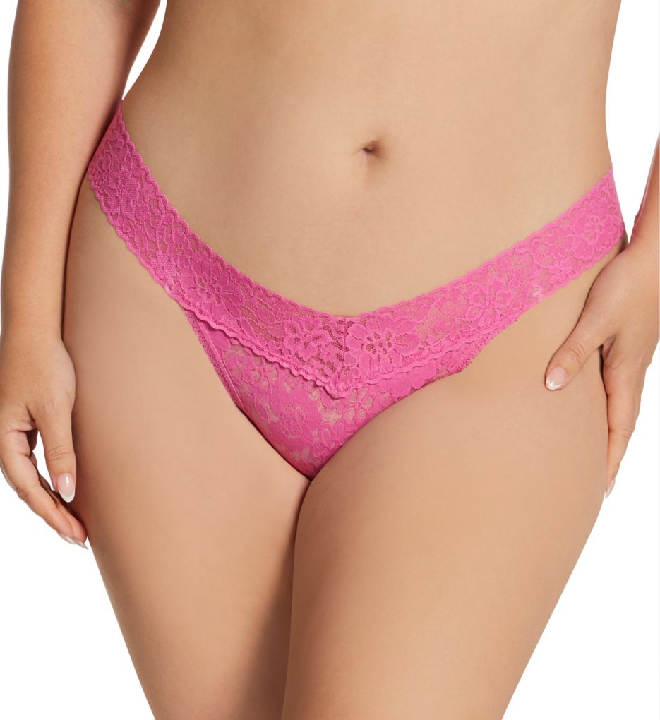 Hanky Panky Women's Daily Lace Plus Original Rise Thong Panty in Dream House Pink | HerRoom.com