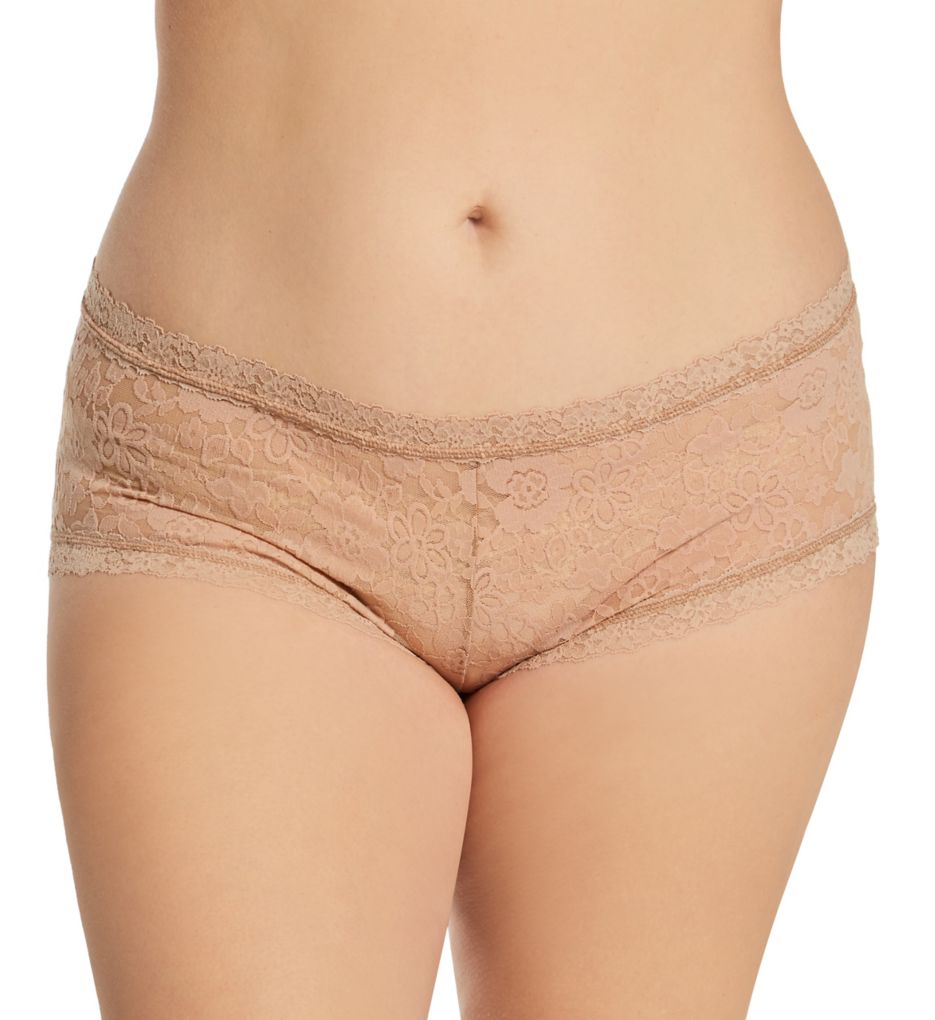 Hanky Panky Women's Daily Lace Plus Boyshort Panty in Beige | Plus Size 2XL | HerRoom.com