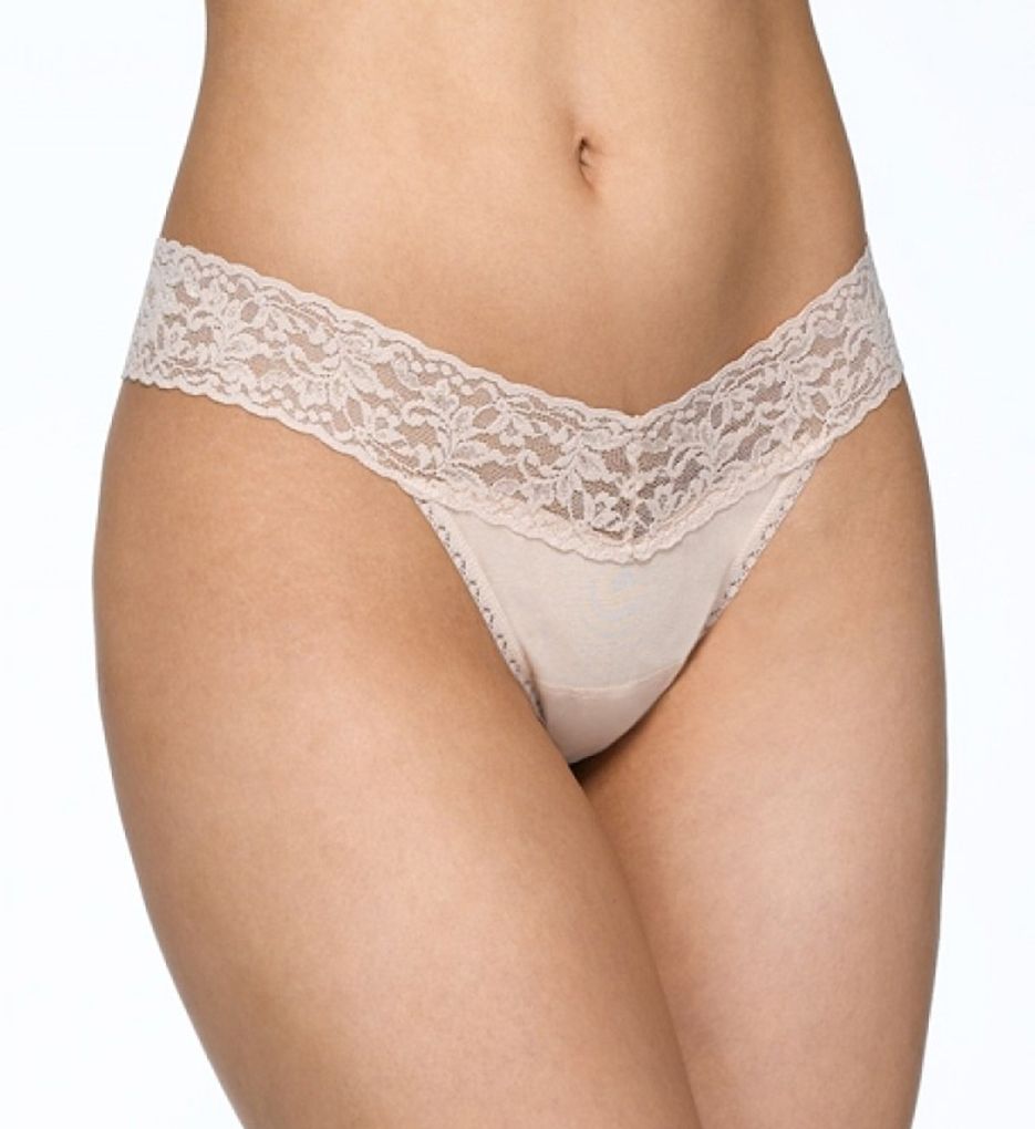 Hanky Panky Women's Supima Cotton Low Rise Thong Panty in Beige | HerRoom.com
