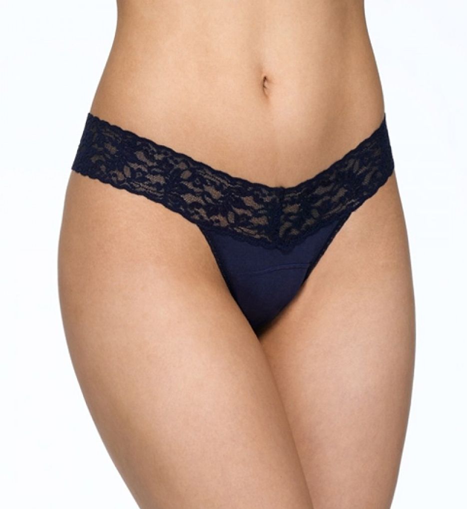 Hanky Panky Women's Supima Cotton Low Rise Thong Panty in Blue | HerRoom.com
