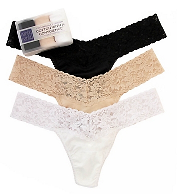 Hanky Panky Supima Cotton Low Rise Thong - 3 Pack