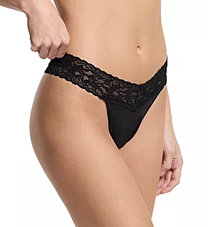 Supima Cotton Original Rise Thong Black O/S