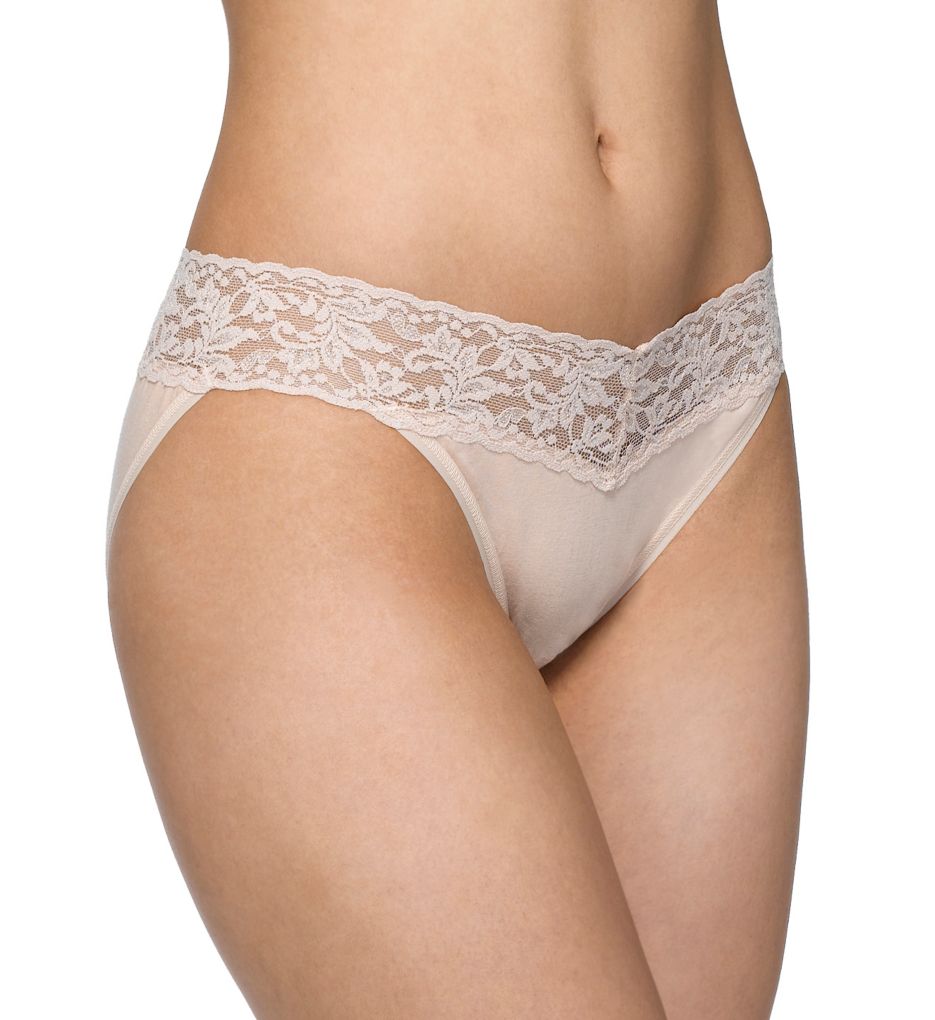 Hanky Panky Women's Supima Cotton V-kini Panty in Beige | Size Large | HerRoom.com