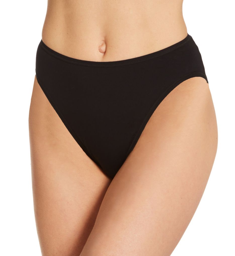 Hanky Panky Women's Supima Cotton High Cut Brief Panty in Black | Size Large | HerRoom.com