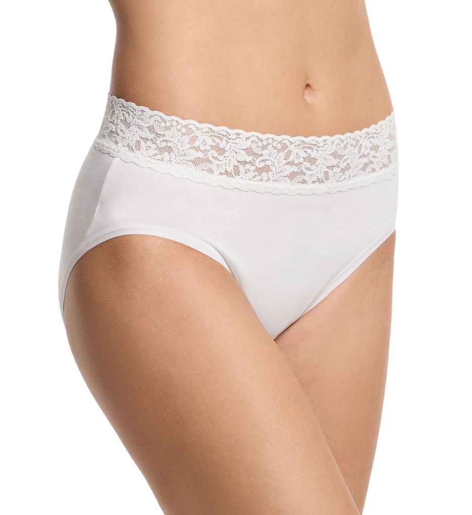 Hanky Panky Women's Supima Cotton French Brief Panty in White | Size Medium | HerRoom.com