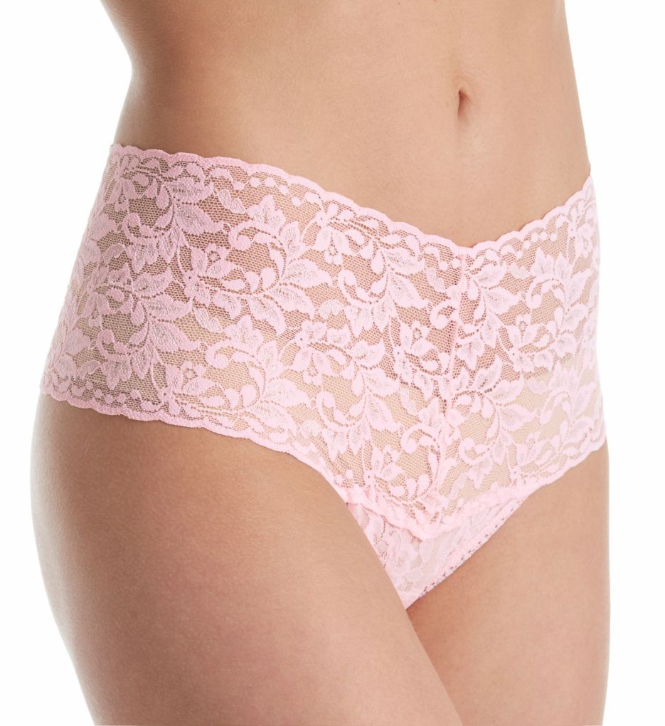 Hanky Panky Women's Signature Lace Retro Thong Panty in Pink | HerRoom.com